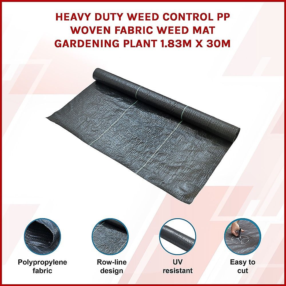 Heavy Duty Weed Control PP Woven Fabric Weed Mat Gardening Plant 1.83m x 30m V63-827111