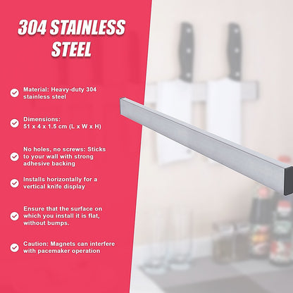 41cm Strong Magnetic Wall Mounted Kitchen Knife Magnet Bar Holder Display Rack Strip