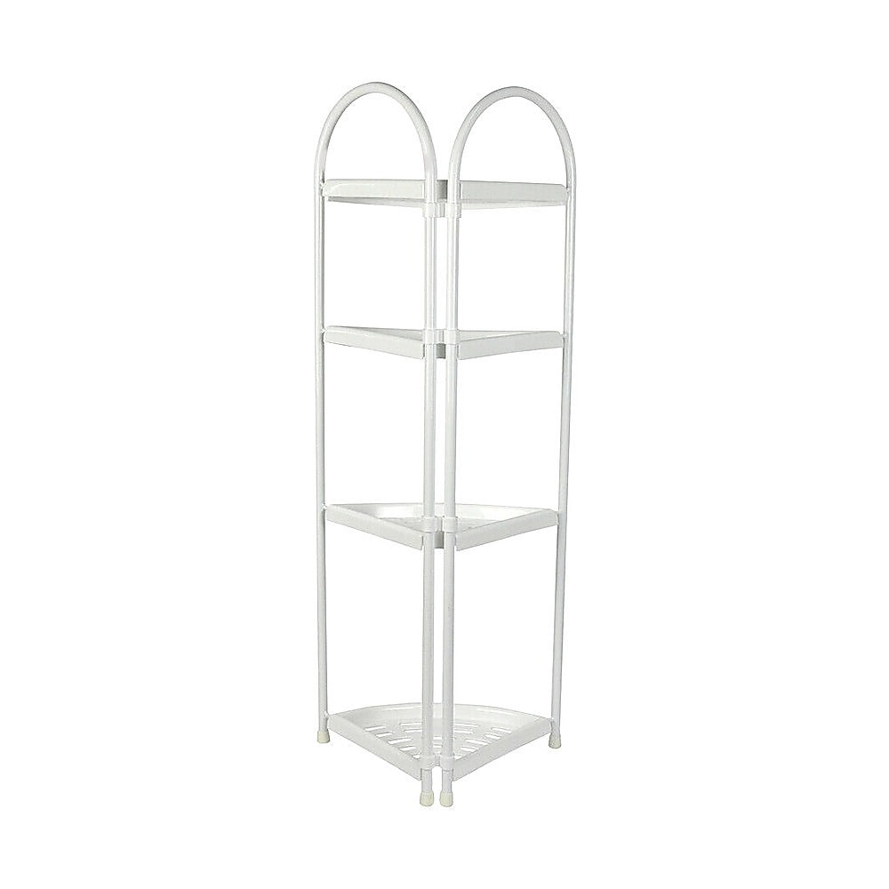 Shower Corner Shelf White Caddy Bathroom Shelves Organiser Bath Storage Rack 4 V63-827131