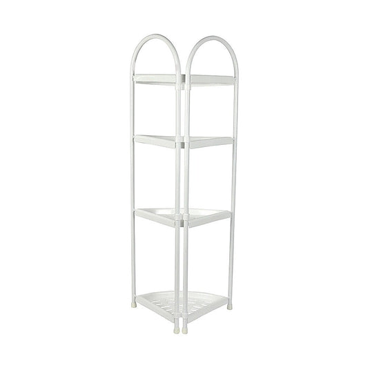 Shower Corner Shelf White Caddy Bathroom Shelves Organiser Bath Storage Rack 4 V63-827131
