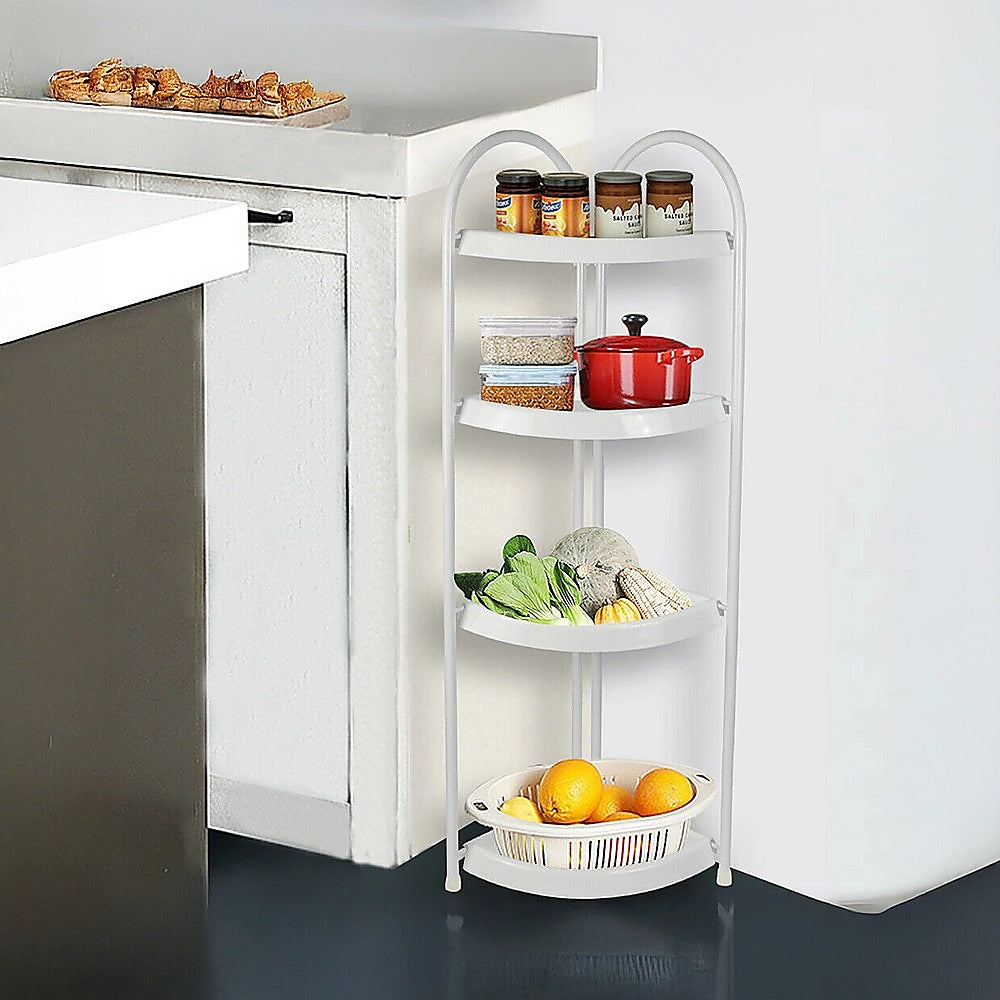 Shower Corner Shelf White Caddy Bathroom Shelves Organiser Bath Storage Rack 4 V63-827131