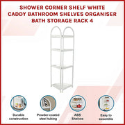 Shower Corner Shelf White Caddy Bathroom Shelves Organiser Bath Storage Rack 4 V63-827131