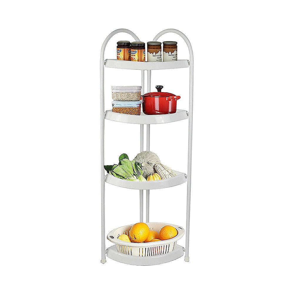 Shower Corner Shelf White Caddy Bathroom Shelves Organiser Bath Storage Rack 4 V63-827131