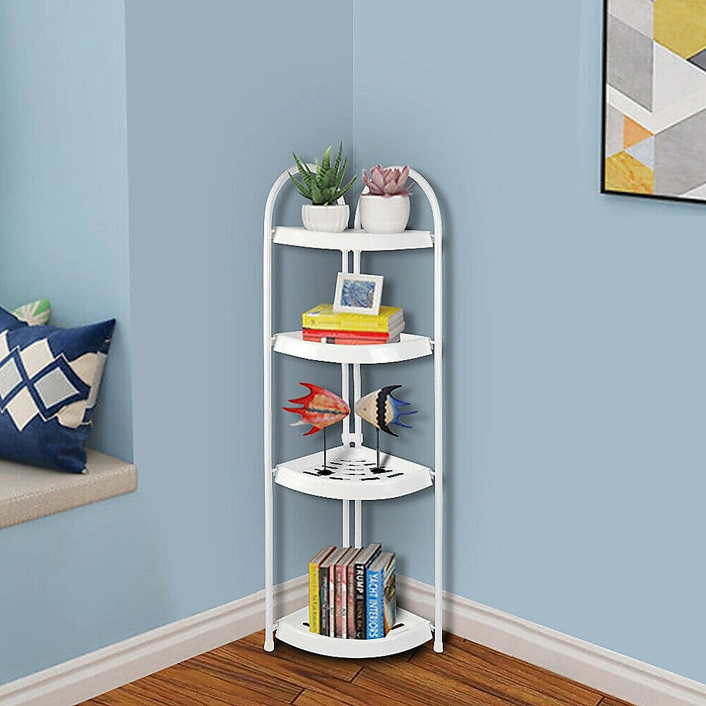 Shower Corner Shelf White Caddy Bathroom Shelves Organiser Bath Storage Rack 4 V63-827131
