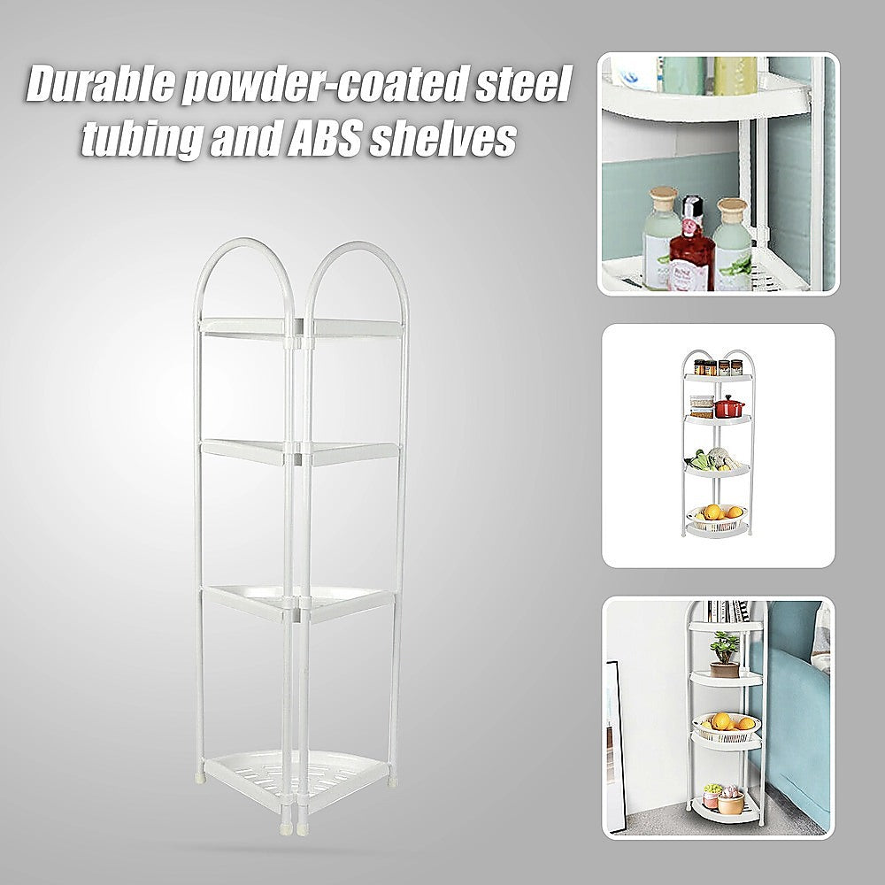 Shower Corner Shelf White Caddy Bathroom Shelves Organiser Bath Storage Rack 4 V63-827131