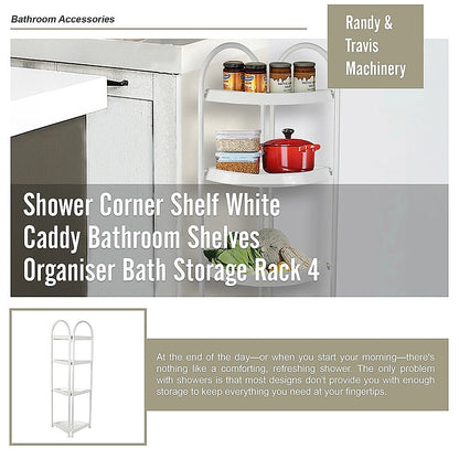 Shower Corner Shelf White Caddy Bathroom Shelves Organiser Bath Storage Rack 4 V63-827131