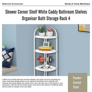 Shower Corner Shelf White Caddy Bathroom Shelves Organiser Bath Storage Rack 4 V63-827131