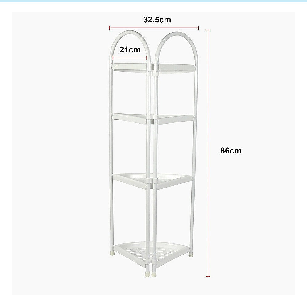 Shower Corner Shelf White Caddy Bathroom Shelves Organiser Bath Storage Rack 4 V63-827131