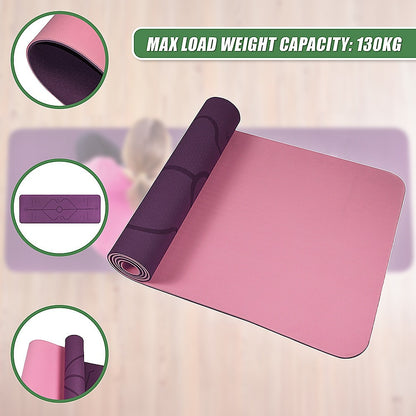 8mm TPE Yoga Mat Exercise Fitness Gym Pilates Non Slip Dual Layer V63-827141
