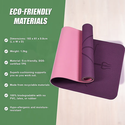 8mm TPE Yoga Mat Exercise Fitness Gym Pilates Non Slip Dual Layer V63-827141