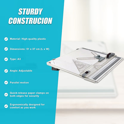 A3 Drawing Board Table with Parallel Motion and Adjustable Angle Drafting V63-827181