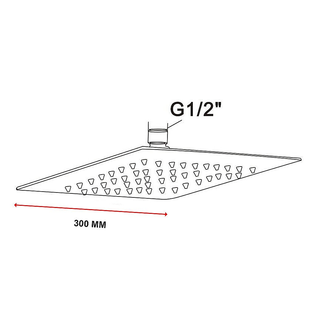 300mm Shower Head Square 304SS Polished Chrome Finish V63-827251