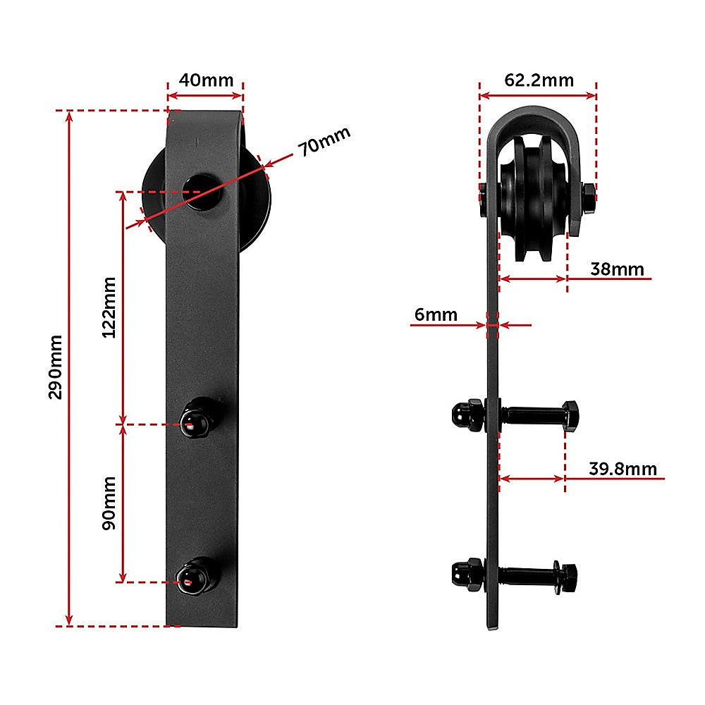 1.8m Sliding Barn Door Hardware Heavy Duty Sturdy Kit V63-827281