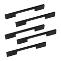 5 x 128mm Kitchen Handle Cabinet Cupboard Door Drawer Handles square Black furniture pulls V63-827301