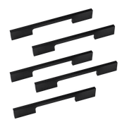 5 x 128mm Kitchen Handle Cabinet Cupboard Door Drawer Handles square Black furniture pulls V63-827301