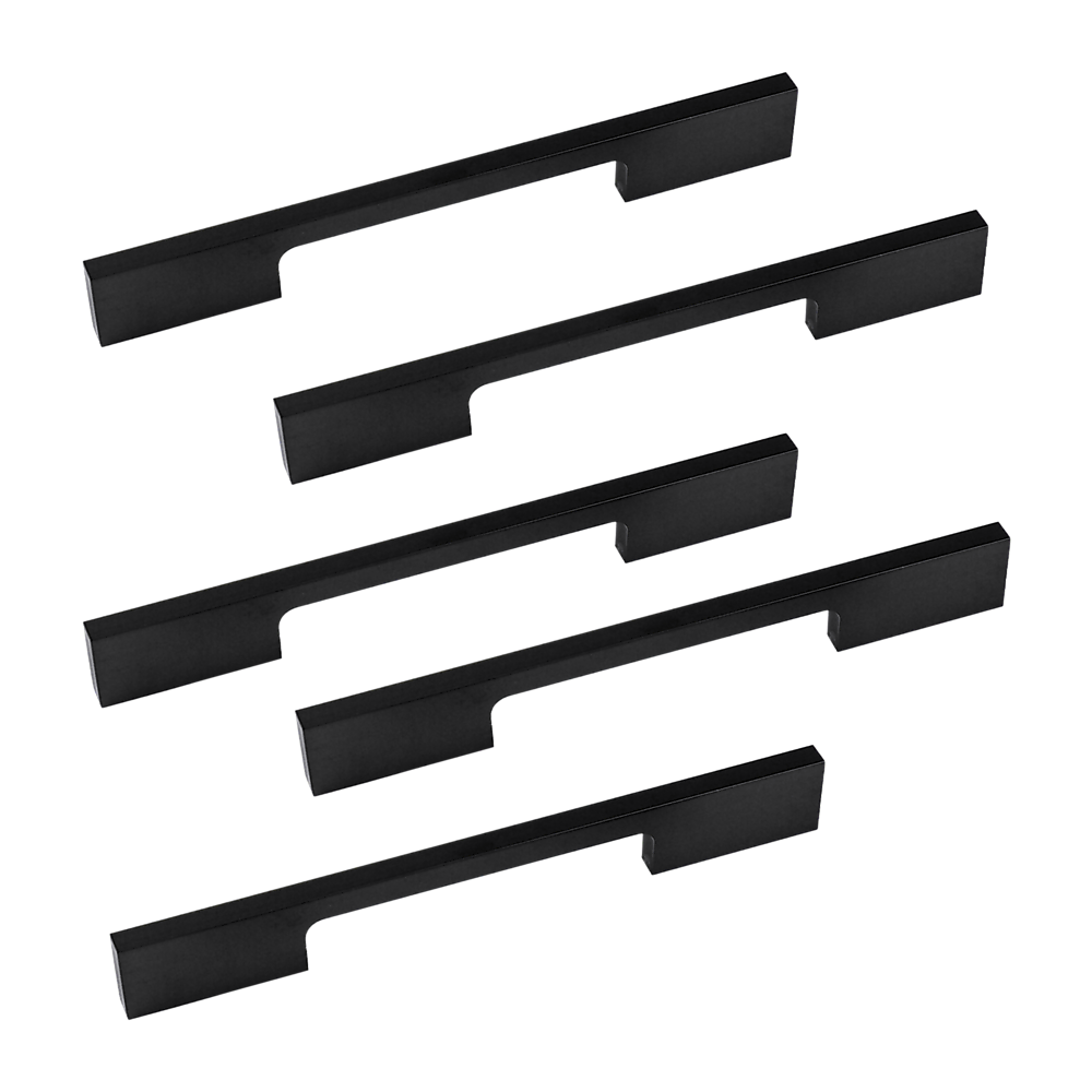 5 x 128mm Kitchen Handle Cabinet Cupboard Door Drawer Handles square Black furniture pulls V63-827301