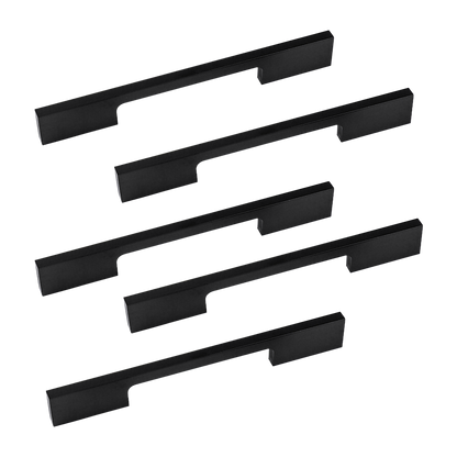 5 x 128mm Kitchen Handle Cabinet Cupboard Door Drawer Handles square Black furniture pulls V63-827301