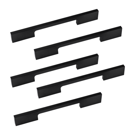 5 x 128mm Kitchen Handle Cabinet Cupboard Door Drawer Handles square Black furniture pulls V63-827301
