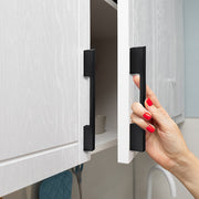 5 x 128mm Kitchen Handle Cabinet Cupboard Door Drawer Handles square Black furniture pulls V63-827301