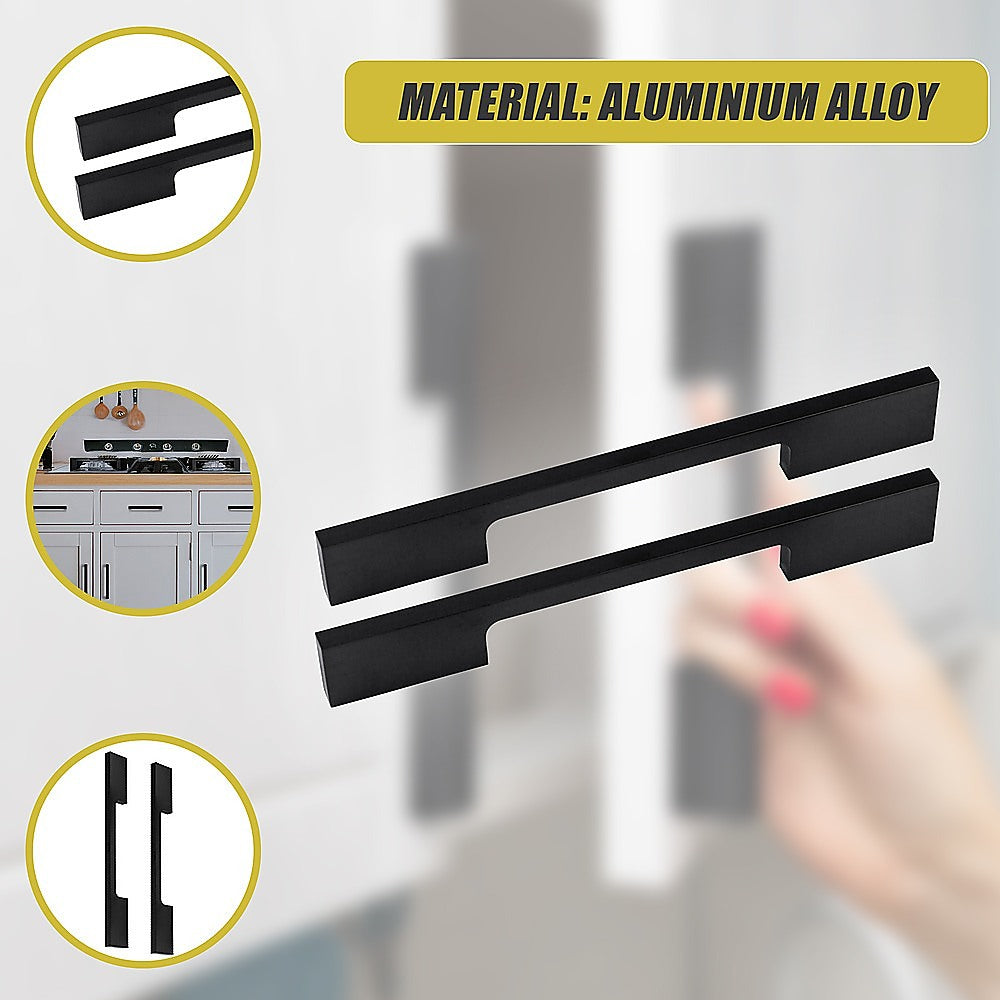 5 x 128mm Kitchen Handle Cabinet Cupboard Door Drawer Handles square Black furniture pulls V63-827301