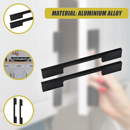5 x 128mm Kitchen Handle Cabinet Cupboard Door Drawer Handles square Black furniture pulls V63-827301