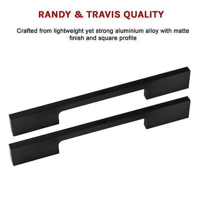 5 x 128mm Kitchen Handle Cabinet Cupboard Door Drawer Handles square Black furniture pulls V63-827301