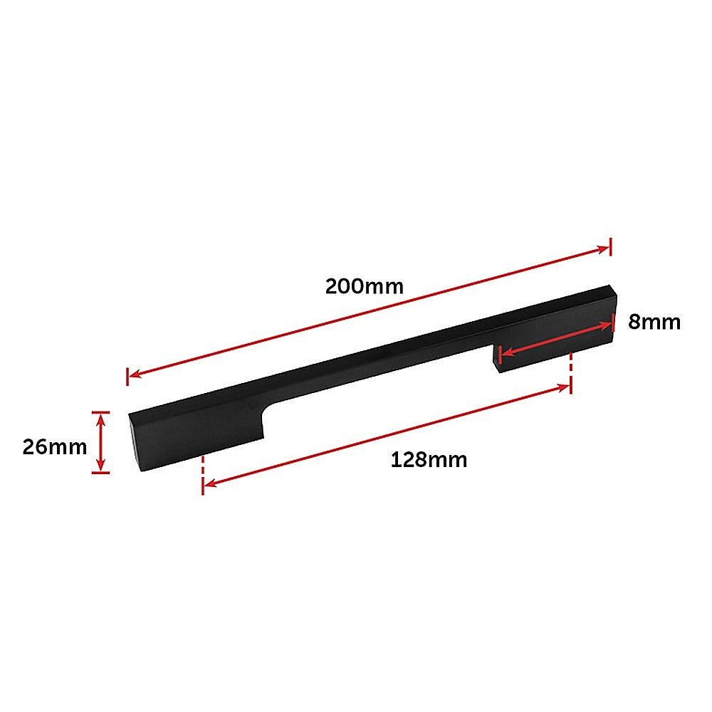 5 x 128mm Kitchen Handle Cabinet Cupboard Door Drawer Handles square Black furniture pulls V63-827301