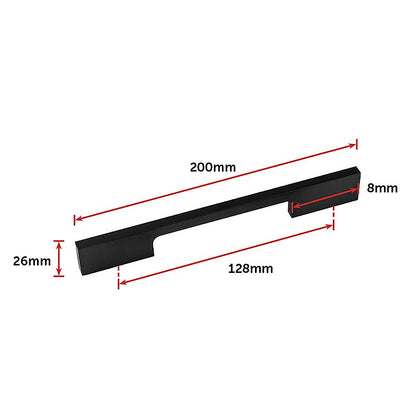 5 x 128mm Kitchen Handle Cabinet Cupboard Door Drawer Handles square Black furniture pulls V63-827301