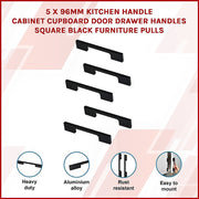 5 x 96mm Kitchen Handle Cabinet Cupboard Door Drawer Handles square Black furniture pulls V63-827321