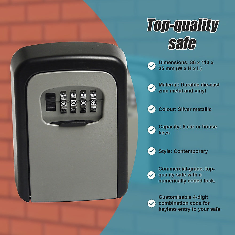 Commercial Grade Lock Wall Mounted Key Safe Storage Lock Box security V63-827361