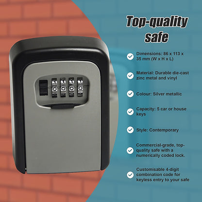 Commercial Grade Lock Wall Mounted Key Safe Storage Lock Box security V63-827361