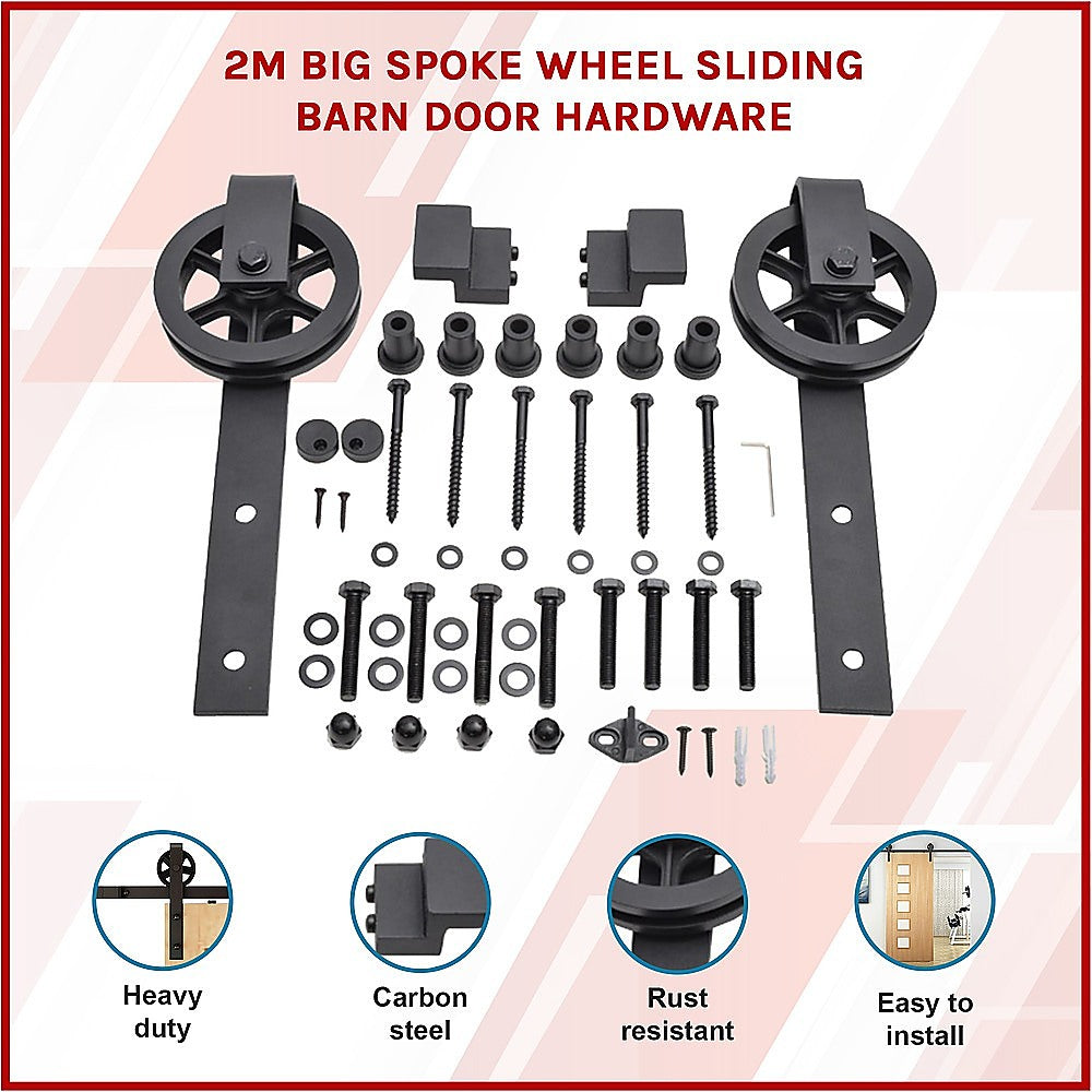 2M Big Spoke Wheel Sliding Barn Door Hardware V63-827421