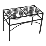 Dual Elevated Raised Pet Dog Puppy Feeder Bowl Stainless Steel Food Water Stand V63-827551