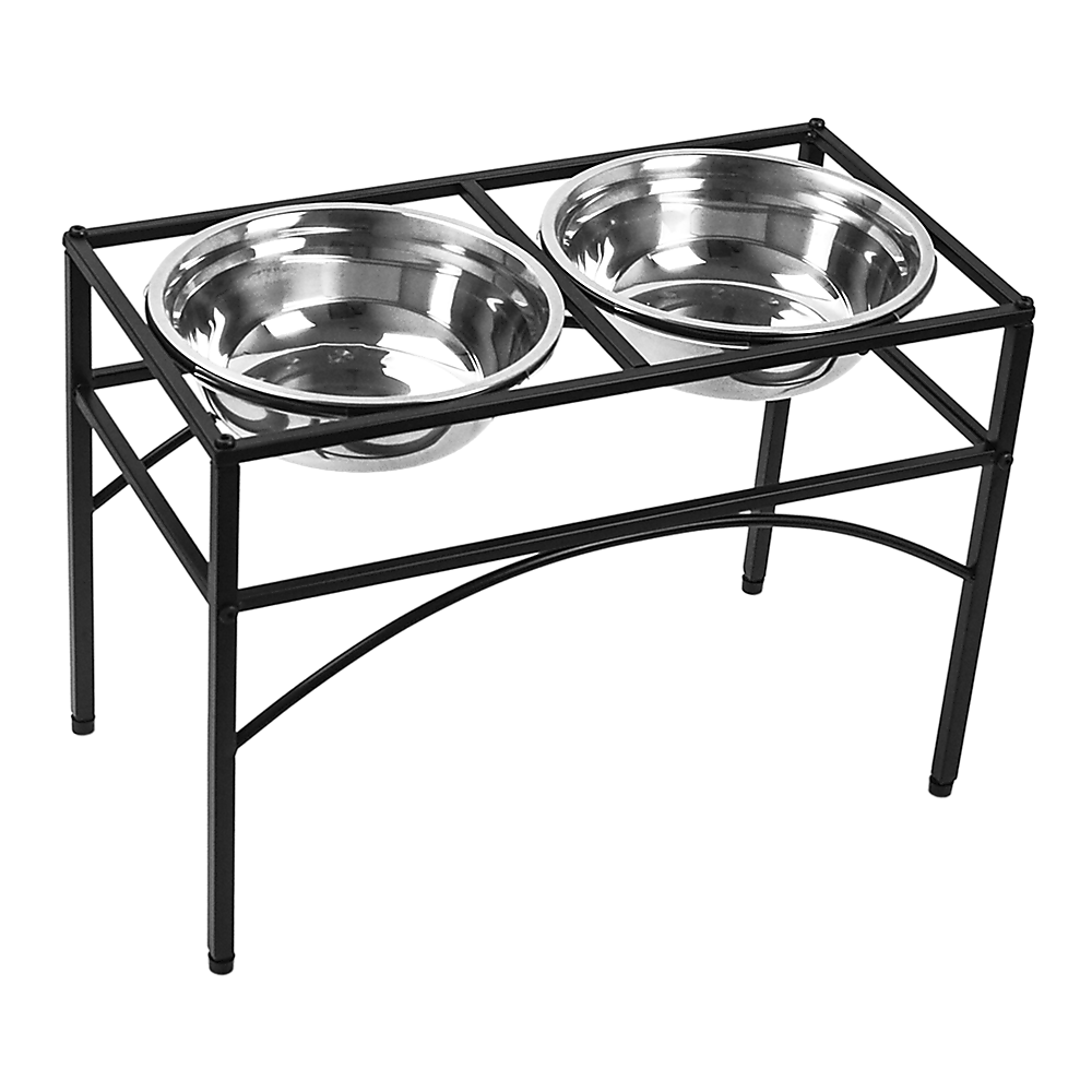 Dual Elevated Raised Pet Dog Puppy Feeder Bowl Stainless Steel Food Water Stand V63-827551