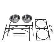 Dual Elevated Raised Pet Dog Puppy Feeder Bowl Stainless Steel Food Water Stand V63-827551