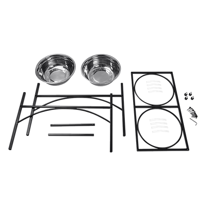 Dual Elevated Raised Pet Dog Puppy Feeder Bowl Stainless Steel Food Water Stand V63-827551