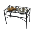 Dual Elevated Raised Pet Dog Puppy Feeder Bowl Stainless Steel Food Water Stand V63-827551