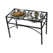 Dual Elevated Raised Pet Dog Puppy Feeder Bowl Stainless Steel Food Water Stand V63-827551