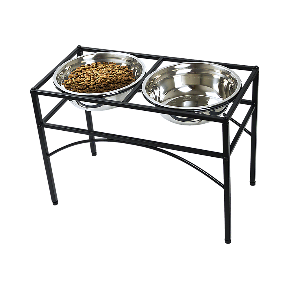 Dual Elevated Raised Pet Dog Puppy Feeder Bowl Stainless Steel Food Water Stand V63-827551