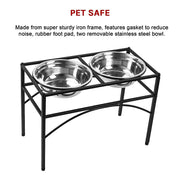Dual Elevated Raised Pet Dog Puppy Feeder Bowl Stainless Steel Food Water Stand V63-827551