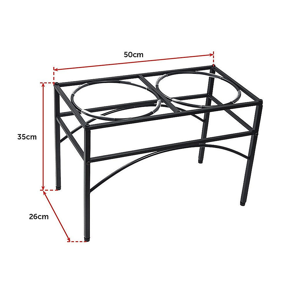Dual Elevated Raised Pet Dog Puppy Feeder Bowl Stainless Steel Food Water Stand V63-827551