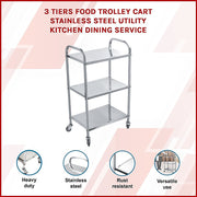 3 Tiers Food Trolley Cart Stainless Steel Utility Kitchen Dining Service V63-827561
