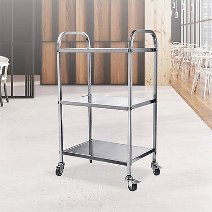 3 Tiers Food Trolley Cart Stainless Steel Utility Kitchen Dining Service V63-827561