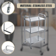 3 Tiers Food Trolley Cart Stainless Steel Utility Kitchen Dining Service V63-827561
