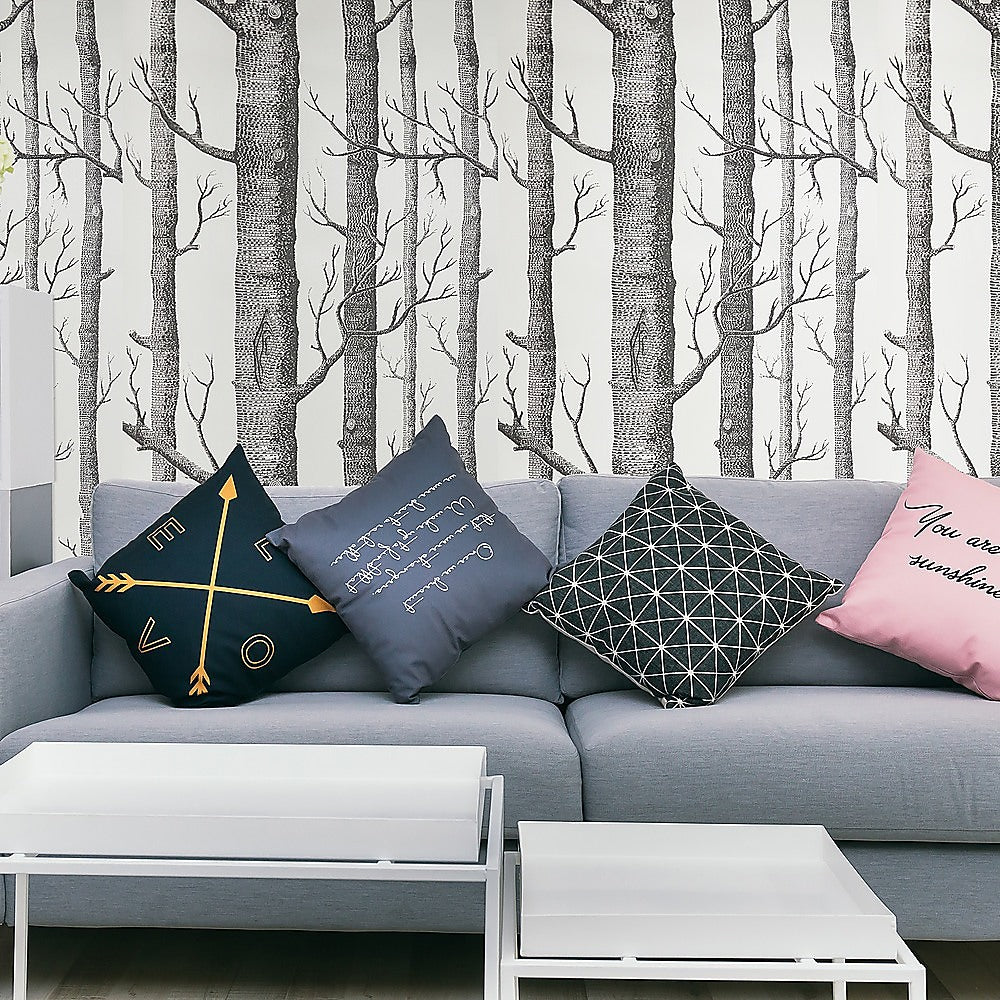 Wallpaper White Birch Tree Non-woven Wall Paper Roll V63-827571