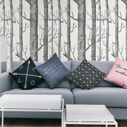 Wallpaper White Birch Tree Non-woven Wall Paper Roll V63-827571