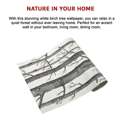Wallpaper White Birch Tree Non-woven Wall Paper Roll V63-827571