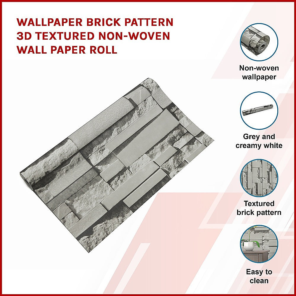 Wallpaper Brick Pattern 3D Textured Non-woven Wall Paper Roll V63-827581