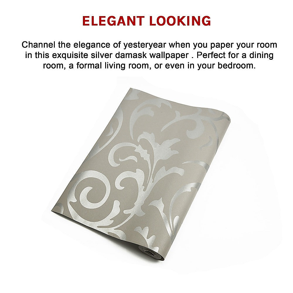 Wallpaper Silver Flower Pattern Non-woven Wall Paper Roll V63-827601