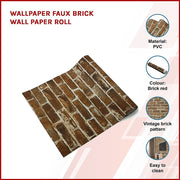 Wallpaper Faux Brick Wall Paper Roll V63-827611
